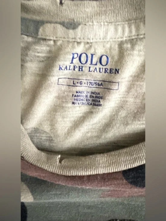 POLO RALPH LAUREN Camo Short Sleeve Tee Dress - Green & Brown Camouflage size L - Picture 6 of 10